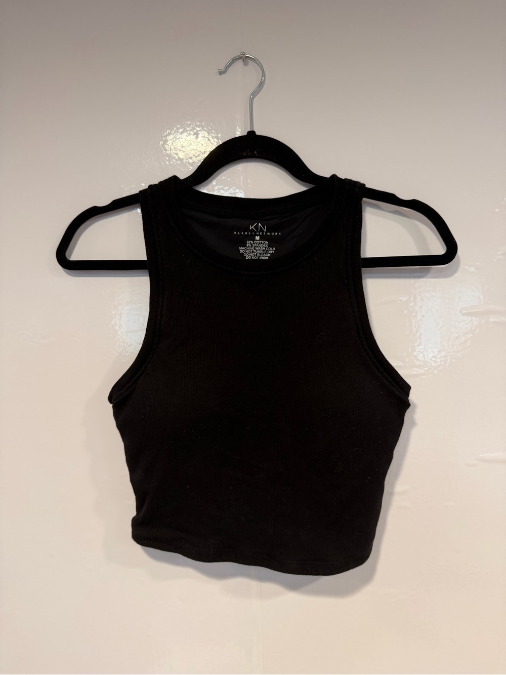 Black Racerback Klassy Network Ribbed Crop Tank Top